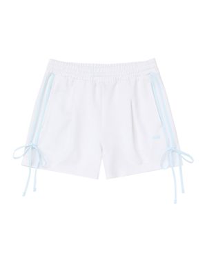 리본 타이 트랙 쇼츠 화이트