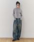 [와이드핏/밴딩허리]  밴딩허리 데님  와이드 팬츠 (INDIGO)