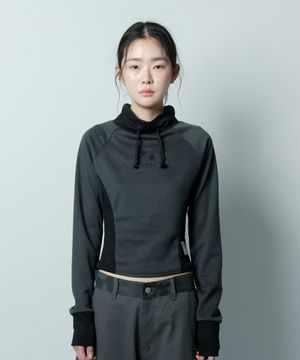 리짓 하이넥 배색 나그랑 긴팔 티