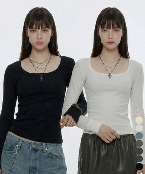 [2PACK] BASIC SQUARE-NECK T-SHIRT_8color