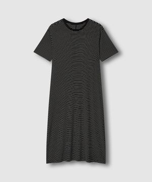 여 레이온 스트레치 반팔 라운지 원피스_젯 블랙