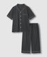 남 코튼 레이온 시어서커 7부 파자마 세트_챠콜
