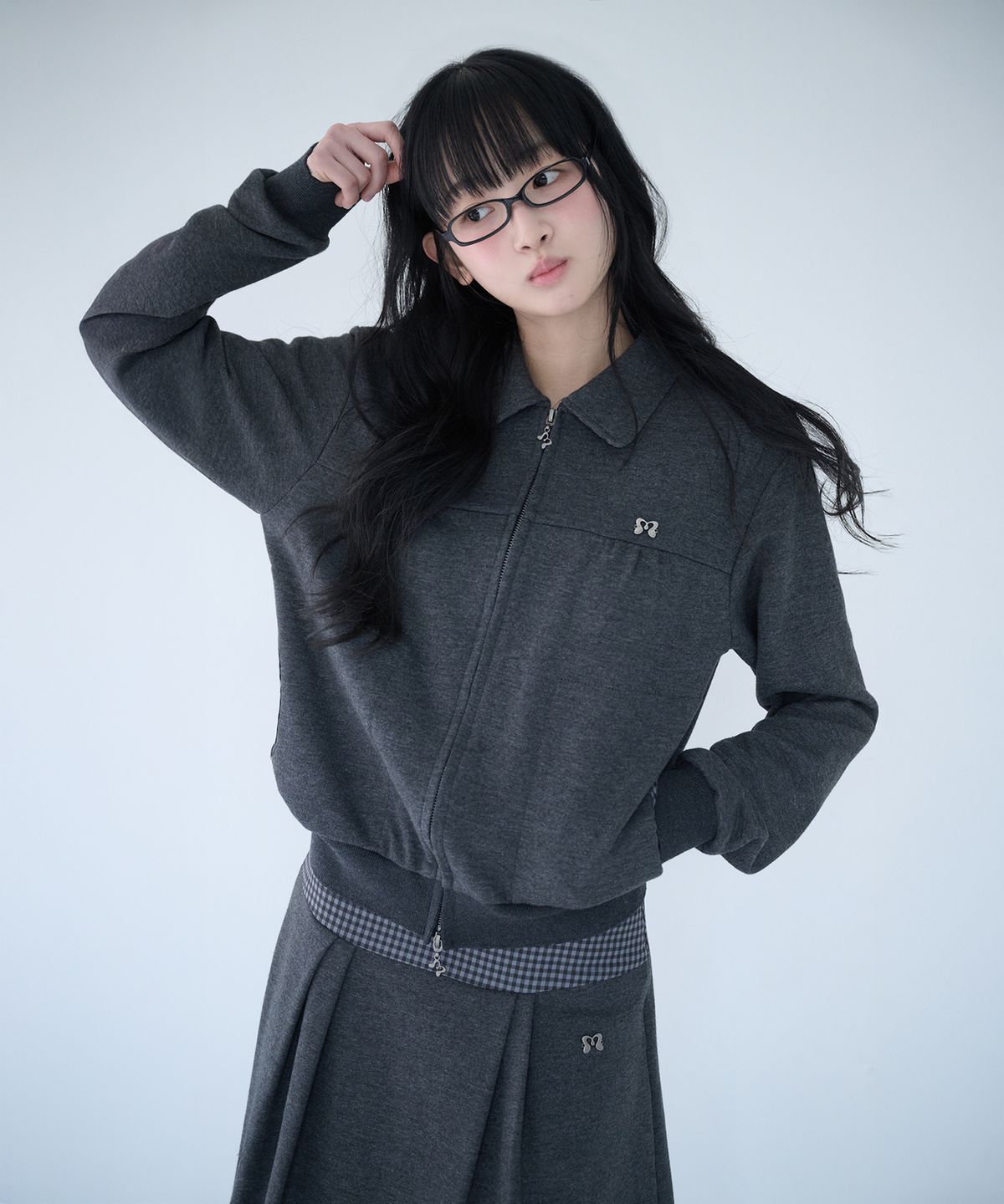 미레코(MIRECO) MINI CHECK SWEAT JK CHARCOAL