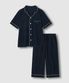 남 코튼 레이온 시어서커 7부 파자마 세트_네이비