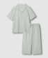 남 코튼 레이온 시어서커 7부 파자마 세트_라이트 민트 그레이