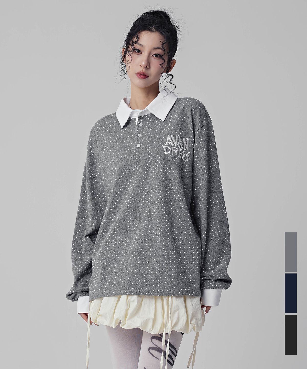 어반드레스(AVANDRESS) 트리샤 도트 피케이 칼라 티셔츠_3Colors