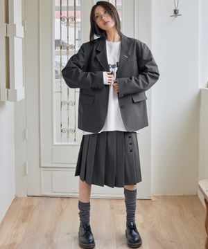 Buttonhole Tailored Jacket, CHARCOAL