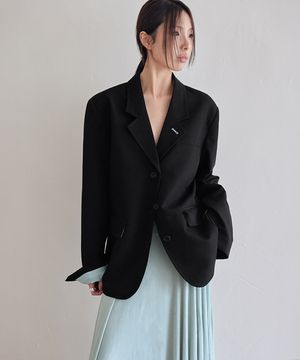 Buttonhole Tailored Jacket, BLACK