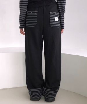 셀링 셋업 배색 스트라이프 포인트 스웻 팬츠