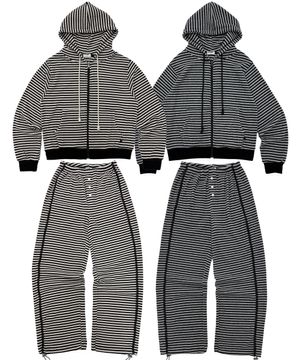 SET_홀릭 루지 스트라이프 니트 스웻 셋업 2Color