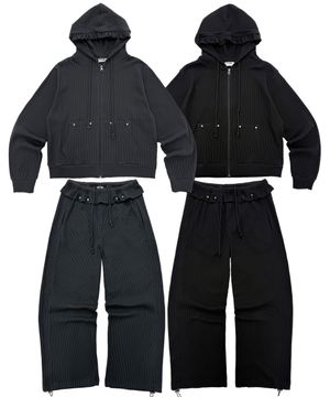 SET_해시 캐롯 스터드 프릴 와플 스웻 셋업 2Color