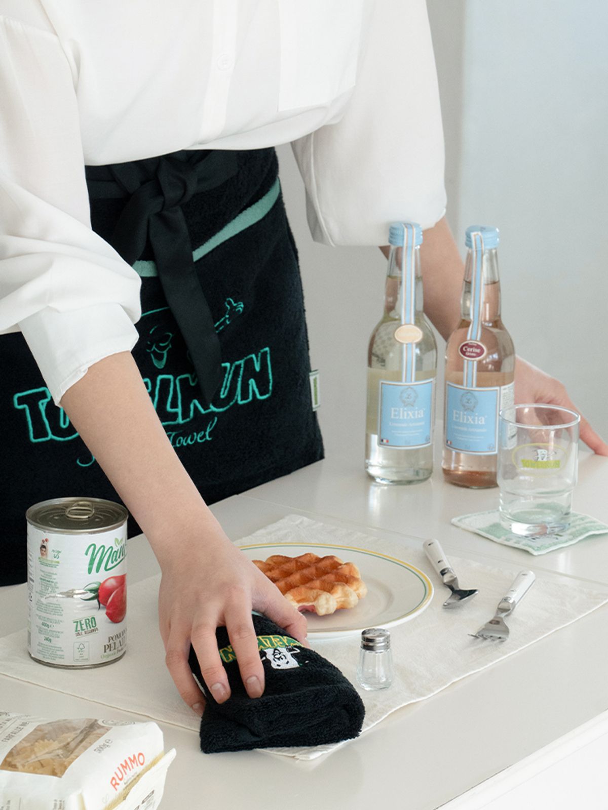 타올쿤(TOWELKUN) [선물포장] 테리 스트링 타월 앞치마 1p + 핸드 타월 2P
