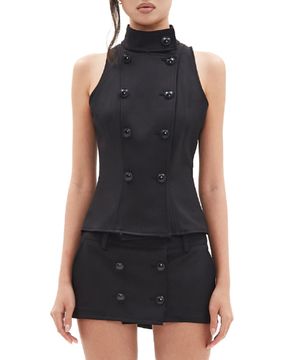 테일러드 하프넥 버튼 베스트 [블랙]