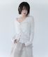 ASYMMETRIC SHIRRING LACE CARDIGAN DUSTY WHITE