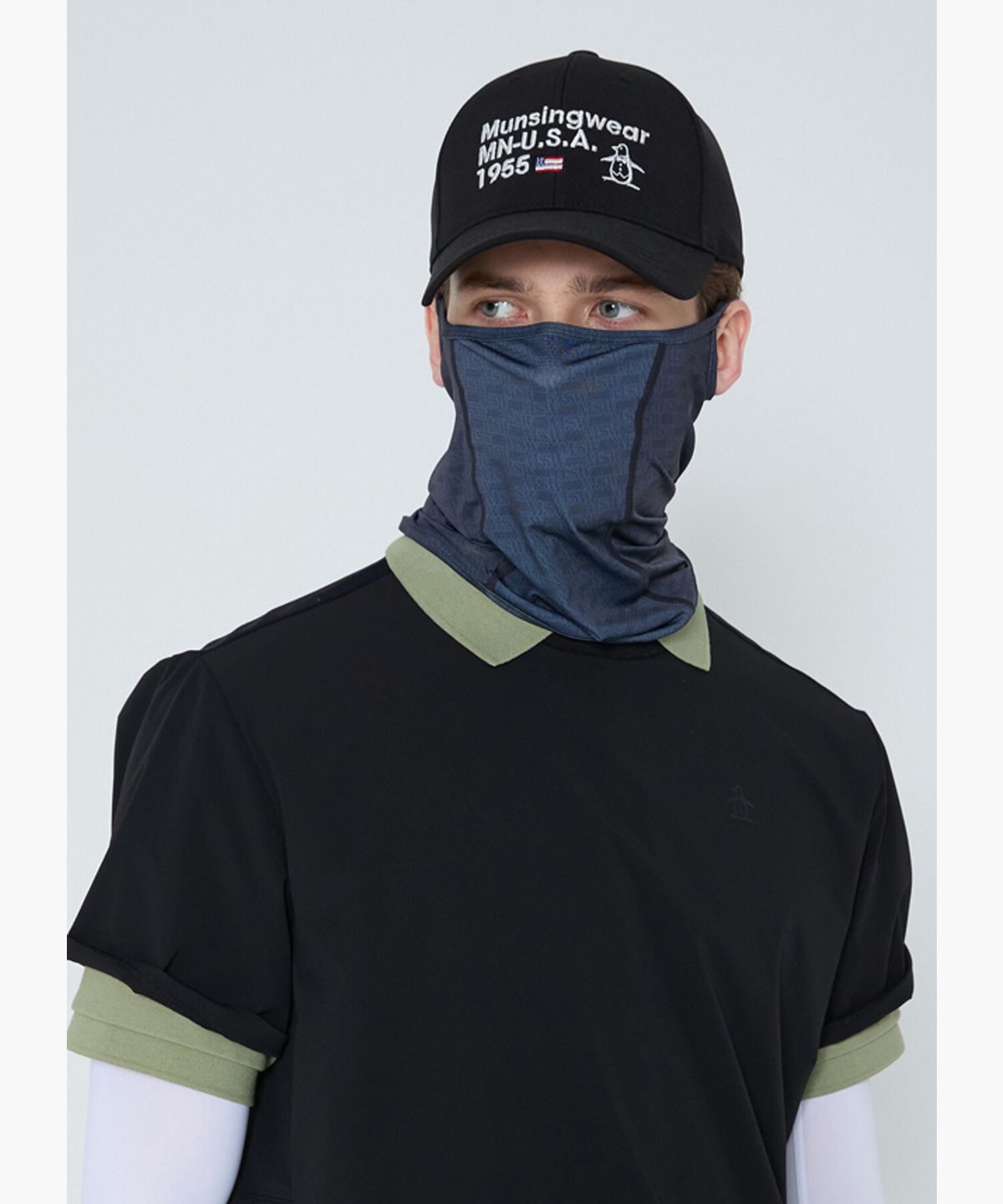 먼싱웨어(MUNSINGWEAR) [ANTI-UV] 남성 냉감 패턴 풀오버 마스크 차콜그레이 MR121MCM31
