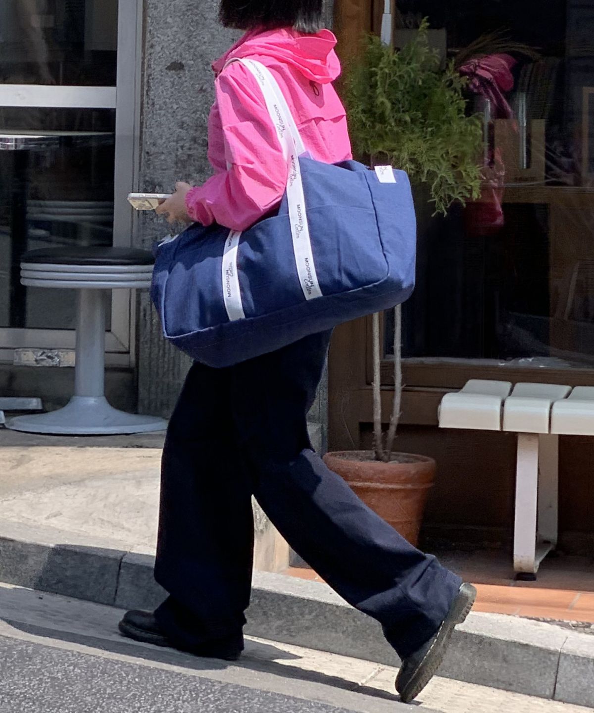 문선 아카이브(MOONSUN ARCHIVE) M.C Logo Webbing 2-Way Shopper Bag / NAVY