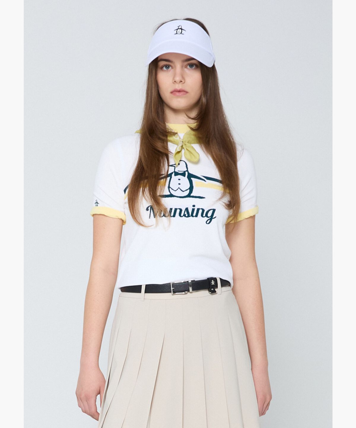 먼싱웨어(MUNSINGWEAR) 여성 반팔 펭귄 스웨터 화이트 MR122LSW32
