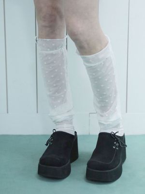 매쉬 도트 니삭스(아이보리)