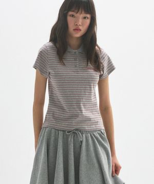 M.C Classic Stripe Baby PK Tee / GRAY