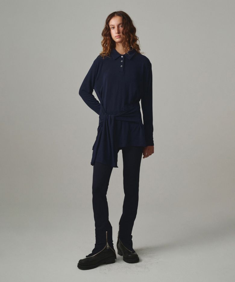 Bold Zip-Detail Leggings Pants / NAVY