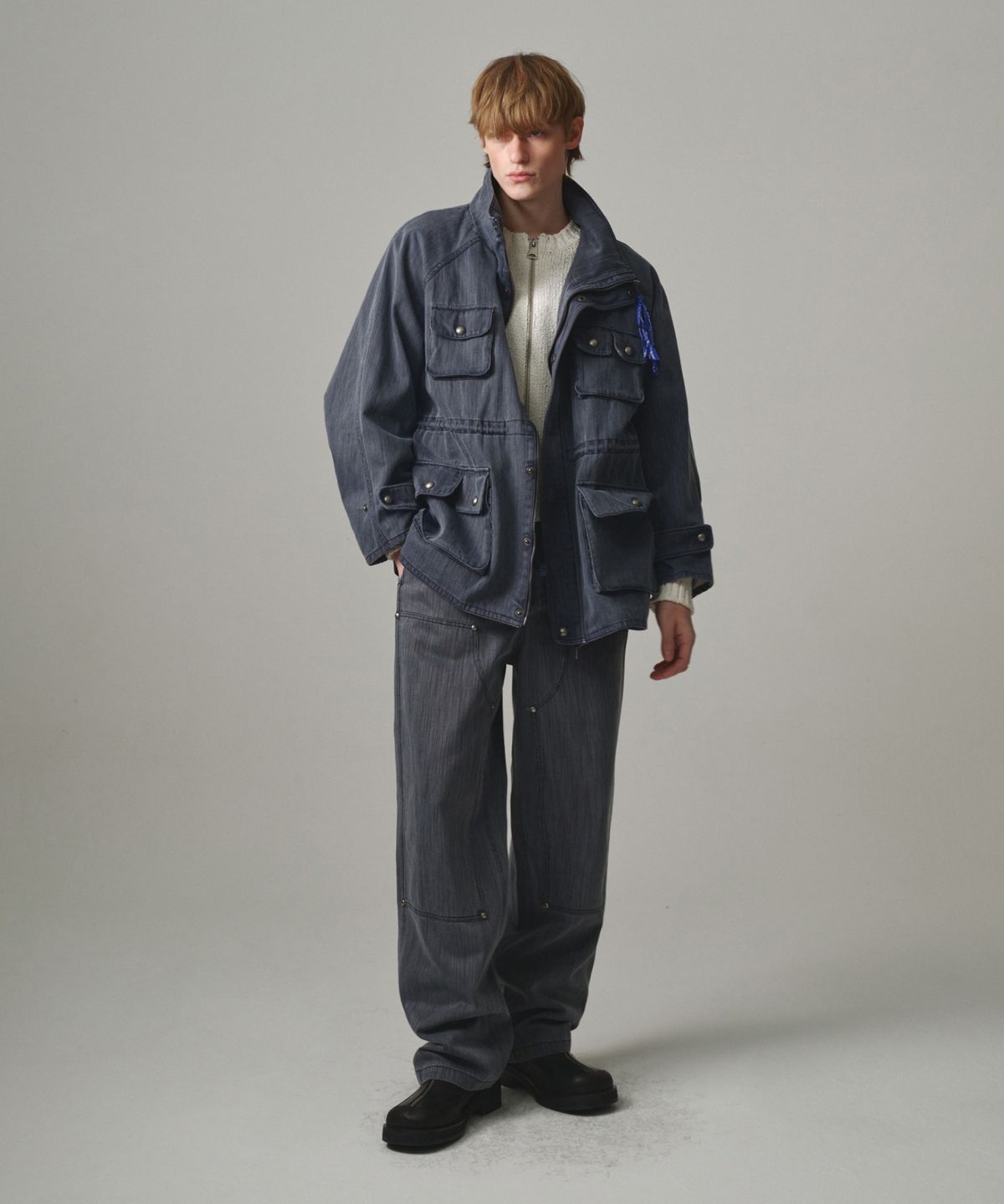 문선 아카이브(MOONSUN ARCHIVE) UNISEX, Washed Cinch-Back Pants / NAVY