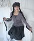 ASYMMETRIC SHIRRING LACE CARDIGAN SMOKE PURPLE