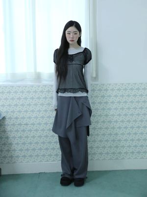 플레어 스커트 팬츠(차콜)