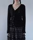 ASYMMETRIC SHIRRING LACE CARDIGAN BLACK