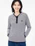 MARK STRIPE HENLEY NECK LONG SLEEVE HOODIE WHITE(FCG1TS687M)