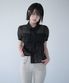 SHIRRING SHEER BLOUSE BLACK