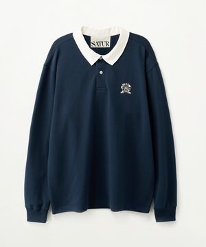 크레스트 로고 럭비 롱 슬리브 네이비