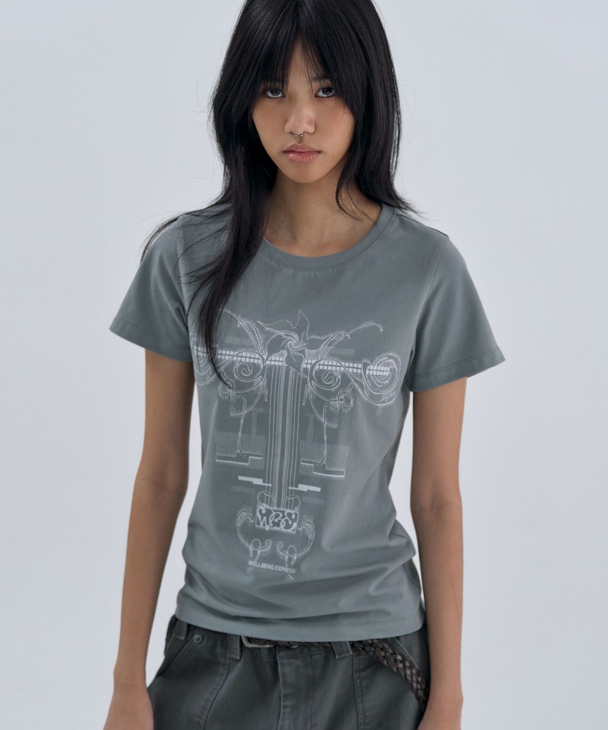 웰빙익스프레스(WELLBEING EXPRESS) Flower Tattoo Tee Cement
