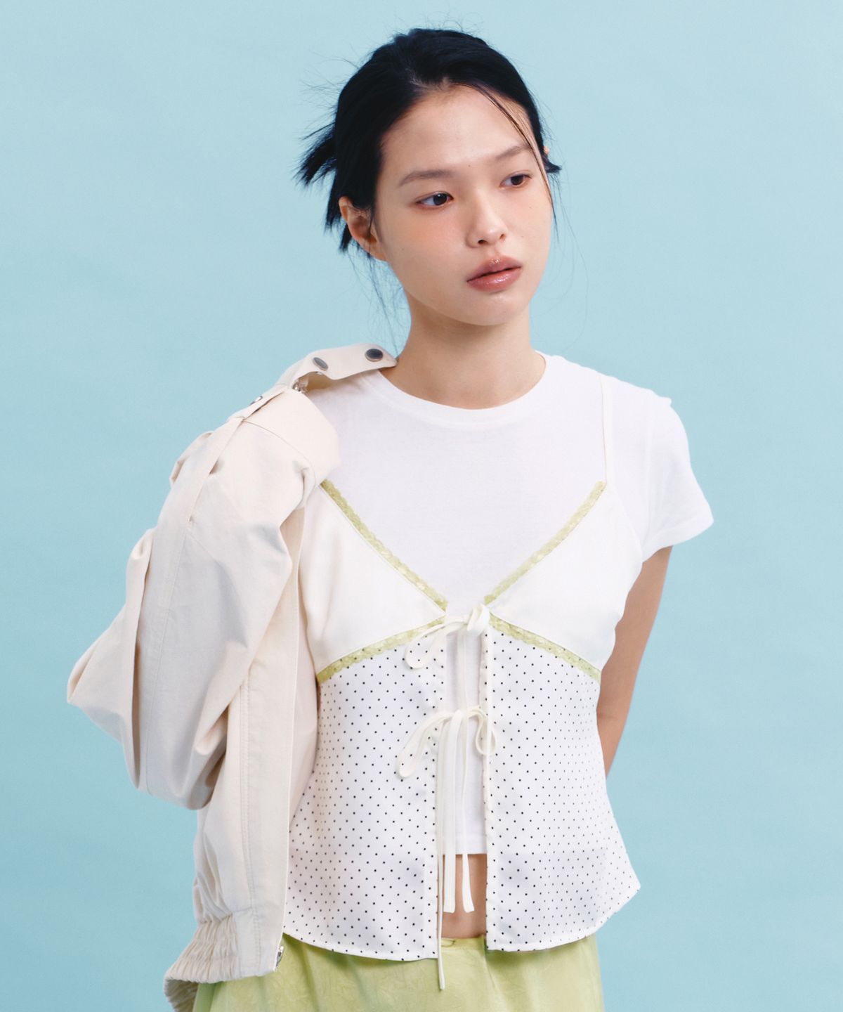 마가린핑거스(MARGARIN FINGERS) DOT LACE BUSTIER (CREAM)