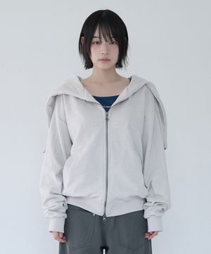LACED TWOFOLD HOOD ZIP-UP CIOUD SAND