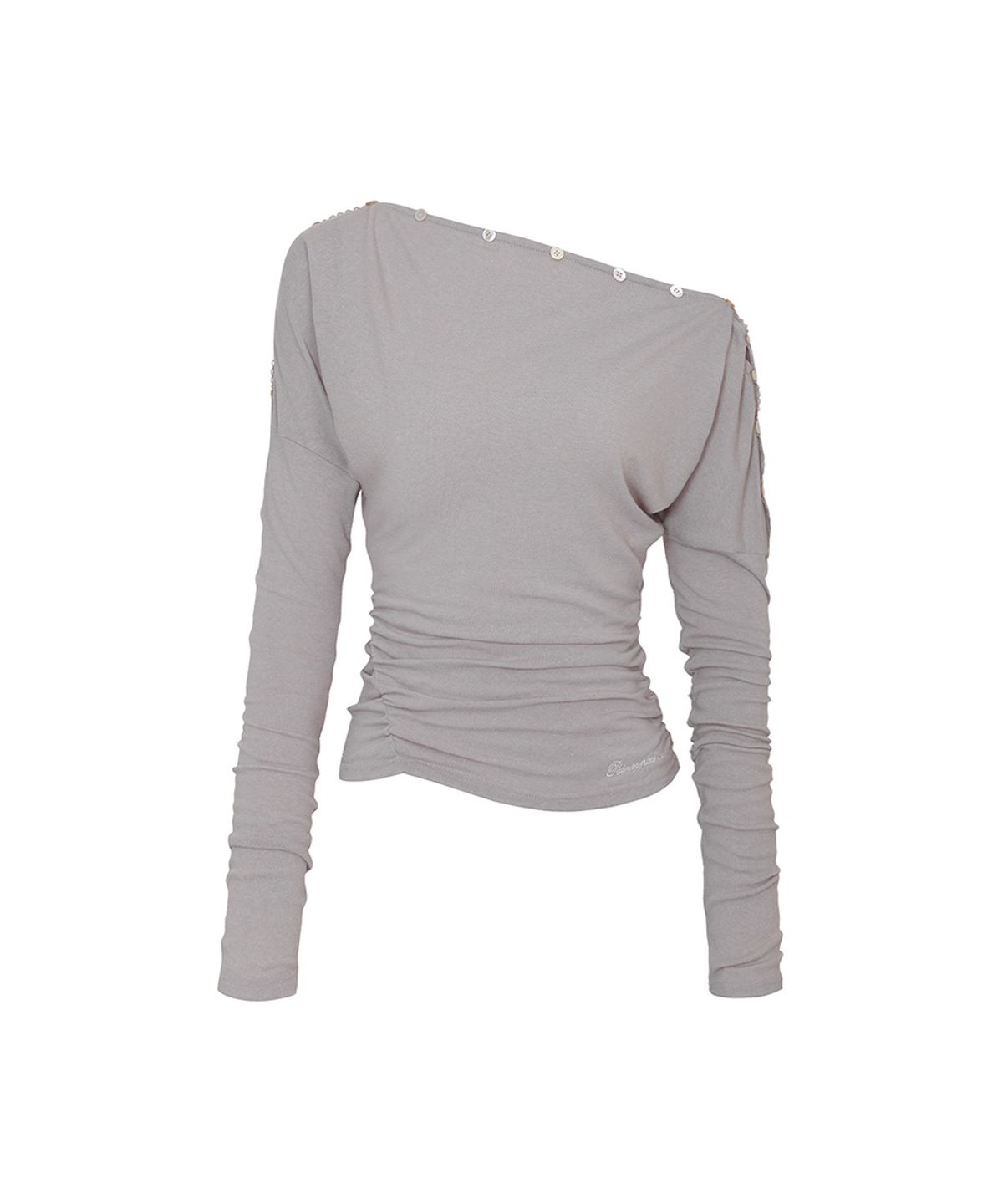 페인오어플레져(PAINORPLEASURE) JENNIE BUTTONED TOP grey beige
