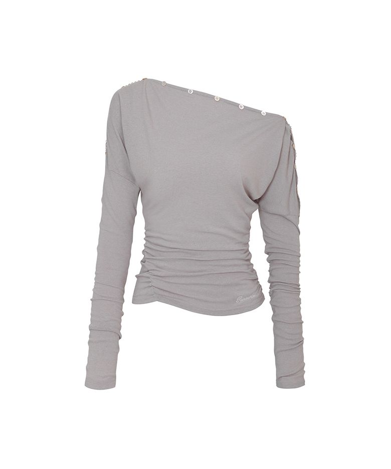 JENNIE BUTTONED TOP grey beige