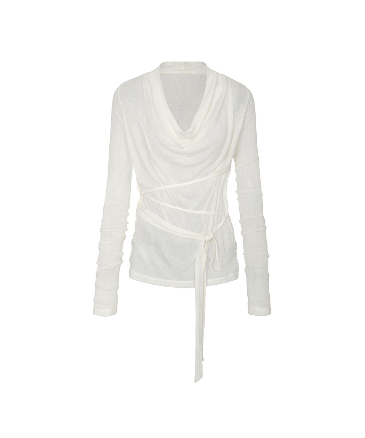 페인오어플레져(PAINORPLEASURE) LILY COWL RIBBON TOP ivory