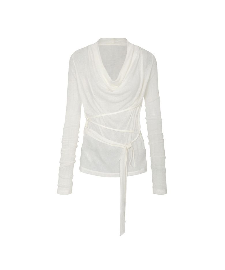 LILY COWL RIBBON TOP ivory