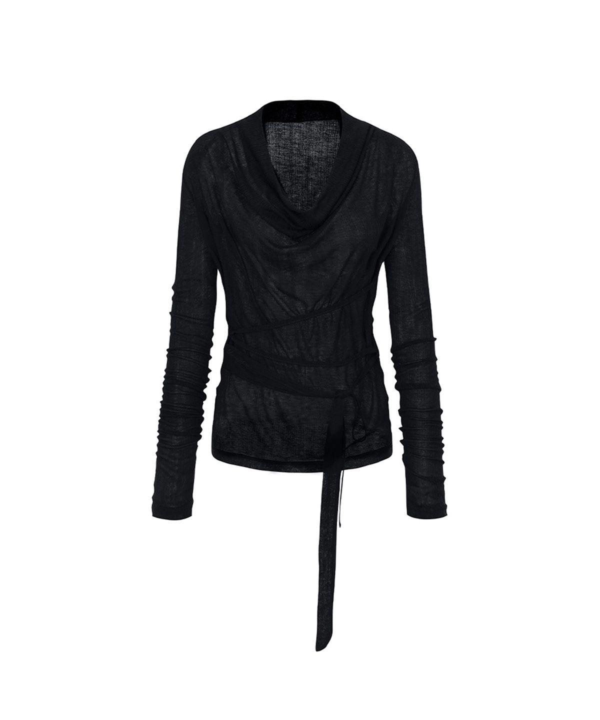 페인오어플레져(PAINORPLEASURE) LILY COWL RIBBON TOP black