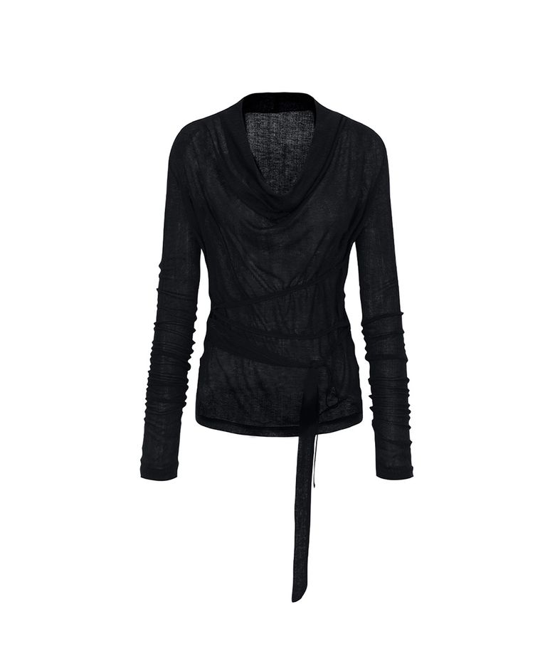 LILY COWL RIBBON TOP black