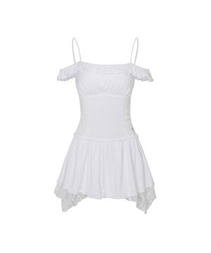 PETAL RUFFLE DRESS white