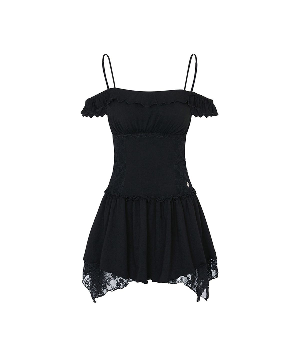 페인오어플레져(PAINORPLEASURE) PETAL RUFFLE DRESS black