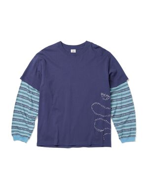 Y.E.S Jacquard Stripe Layerd L/S Light Navy