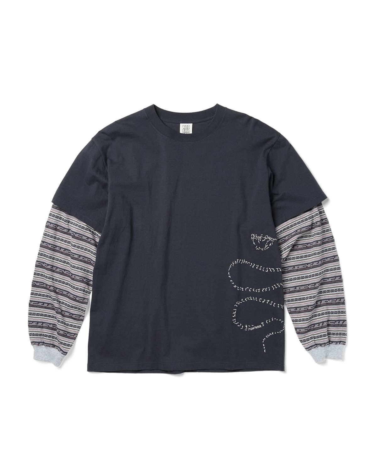 예스아이씨(YESEYESEE) Y.E.S Jacquard Stripe Layerd L/S Charcoal