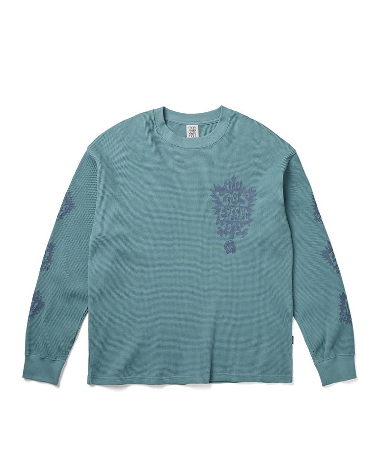 Y.E.S Stamp Waffle L/S Light Blue