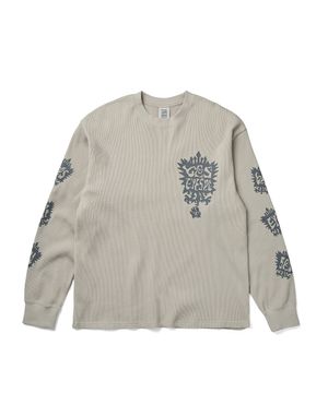 Y.E.S Stamp Waffle L/S Ecru