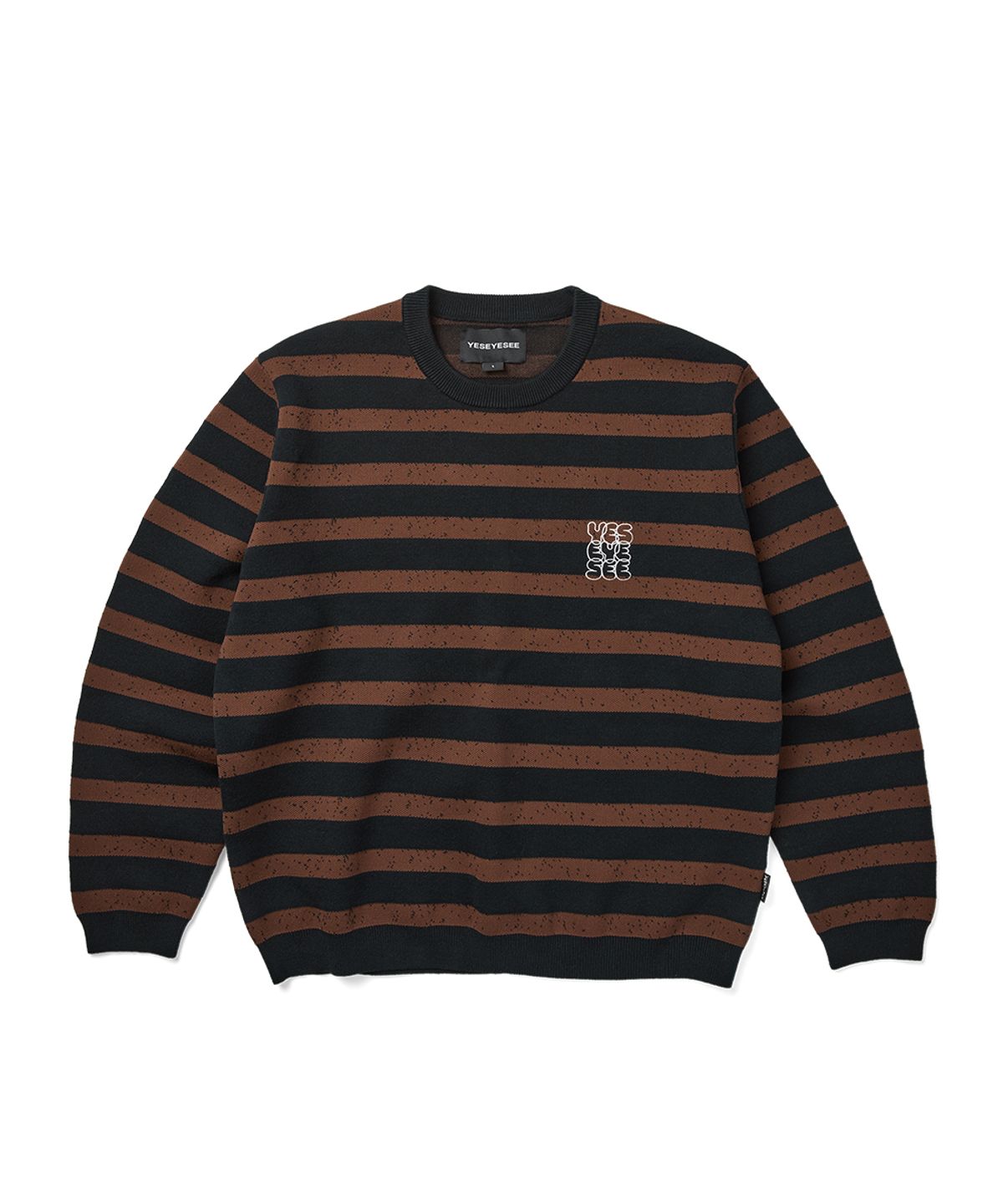 예스아이씨(YESEYESEE) Speckled Stripe Knit Pullover Ink