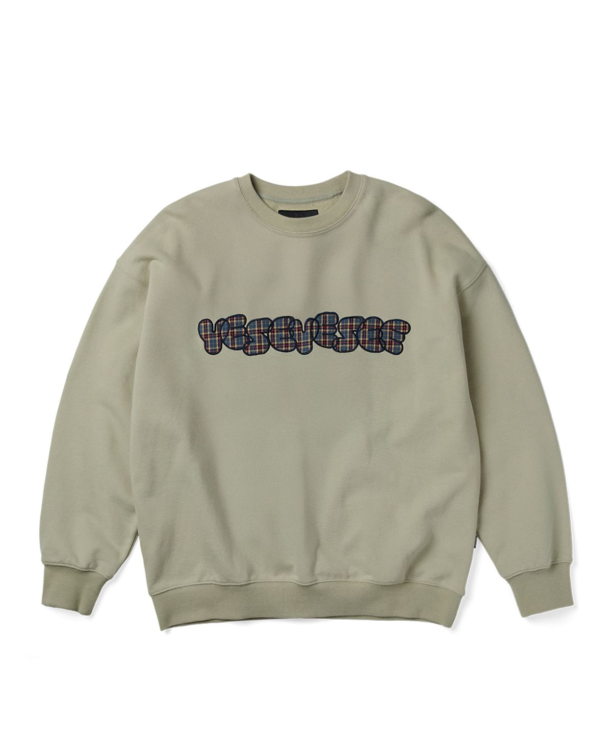 예스아이씨(YESEYESEE) Y.E.S Checkered Logo Sweatshirt Light Olive