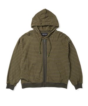 Y.E.S Stripe Single Zip-up Hoodie Khaki