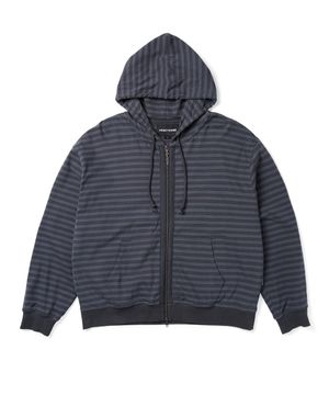 Y.E.S Stripe Single Zip-up Hoodie Charcoal